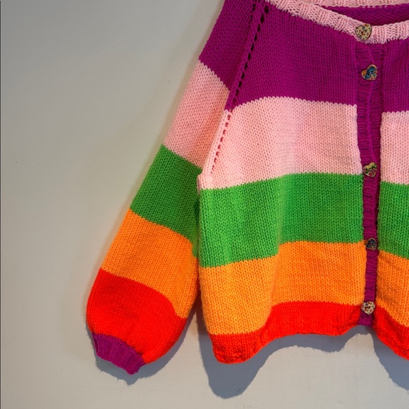 Handmade oversized Colorful Striped cardigan Women's Sweater size medium - Picture 8 of 10